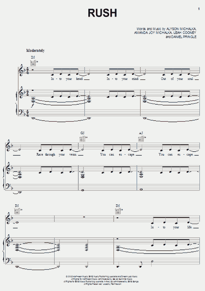 Rush Piano Sheet Music OnlinePianist