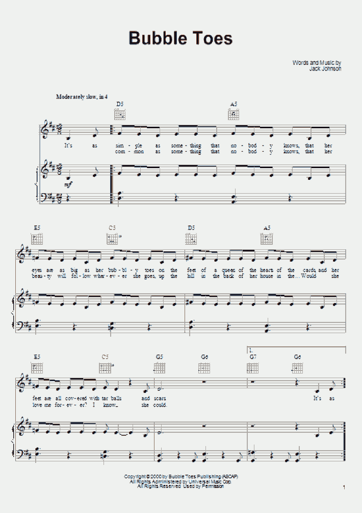 Bubble Toes Piano Sheet Music OnlinePianist