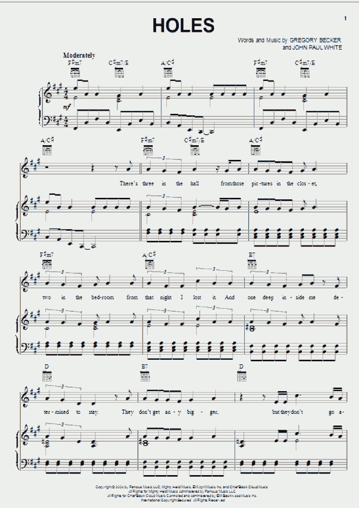 Holes Piano Sheet Music OnlinePianist