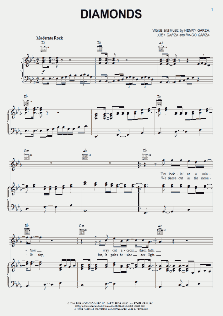 Diamonds Piano Sheet Music OnlinePianist