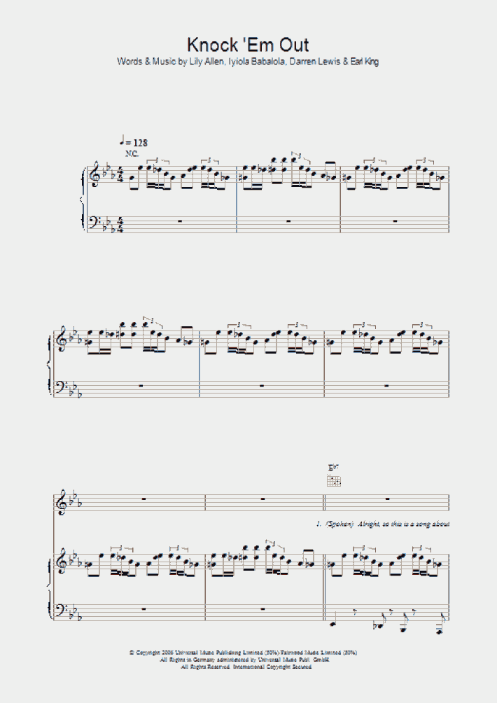 Knock 'Em Out Piano Sheet Music OnlinePianist