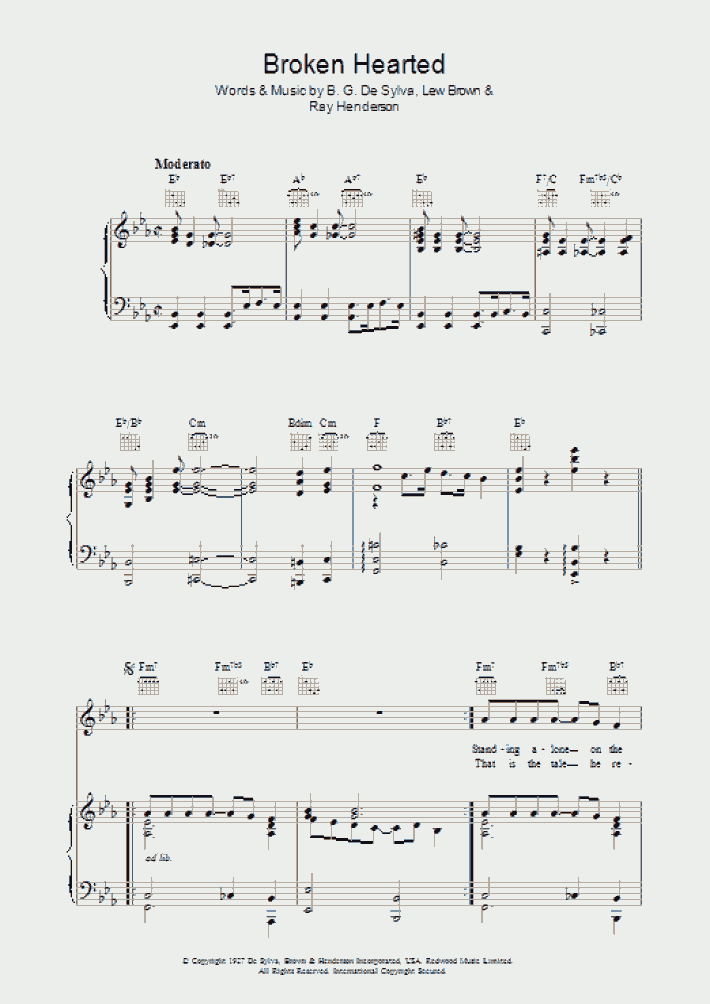 Broken Hearted Piano Sheet Music OnlinePianist