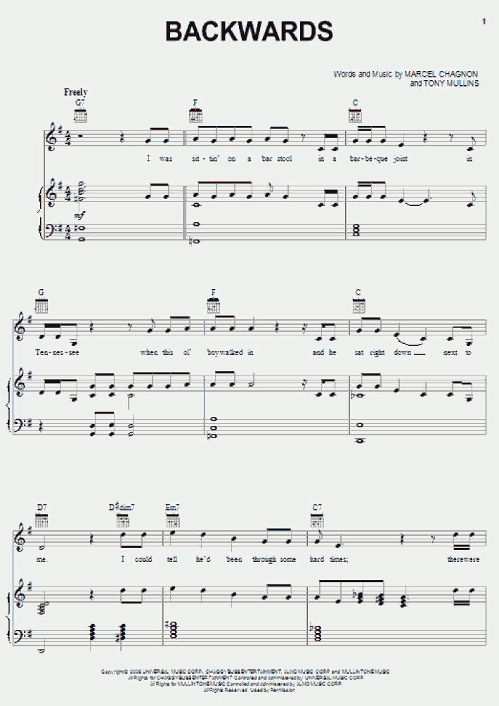 Backwards Piano Sheet Music OnlinePianist