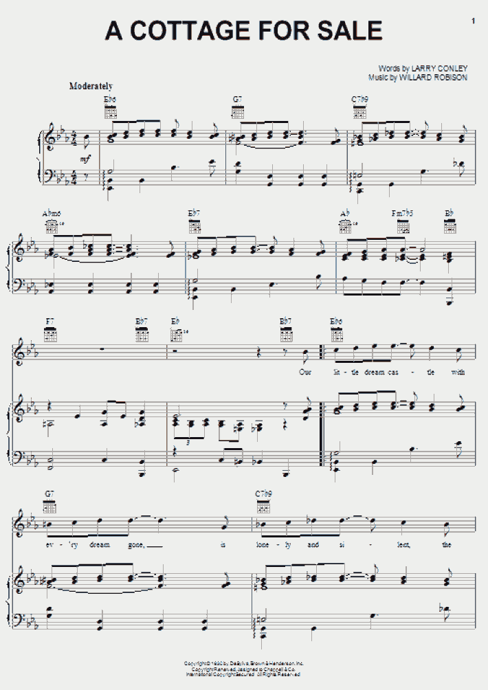 A Cottage For Sale Piano Sheet Music OnlinePianist