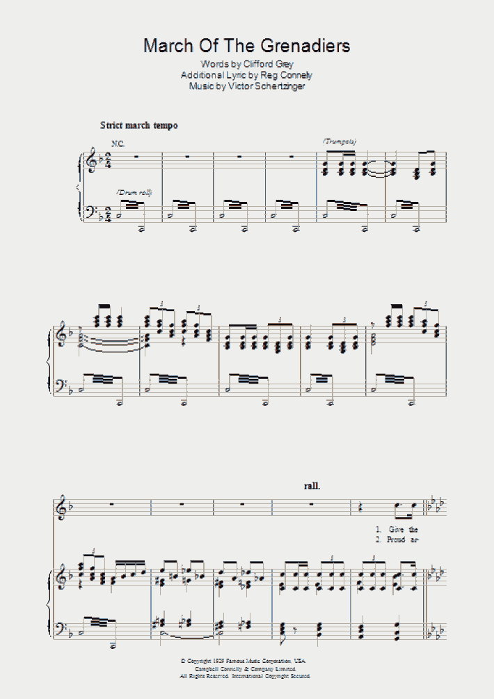 March Of The Grenadiers Piano Sheet Music