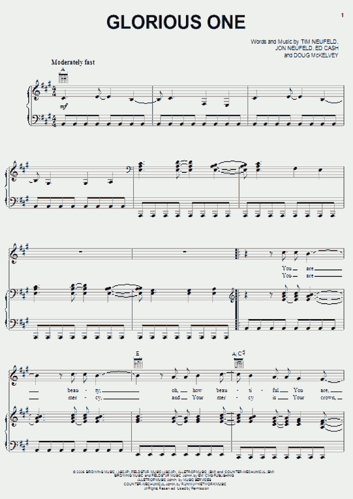 Glorious One Piano Sheet Music OnlinePianist