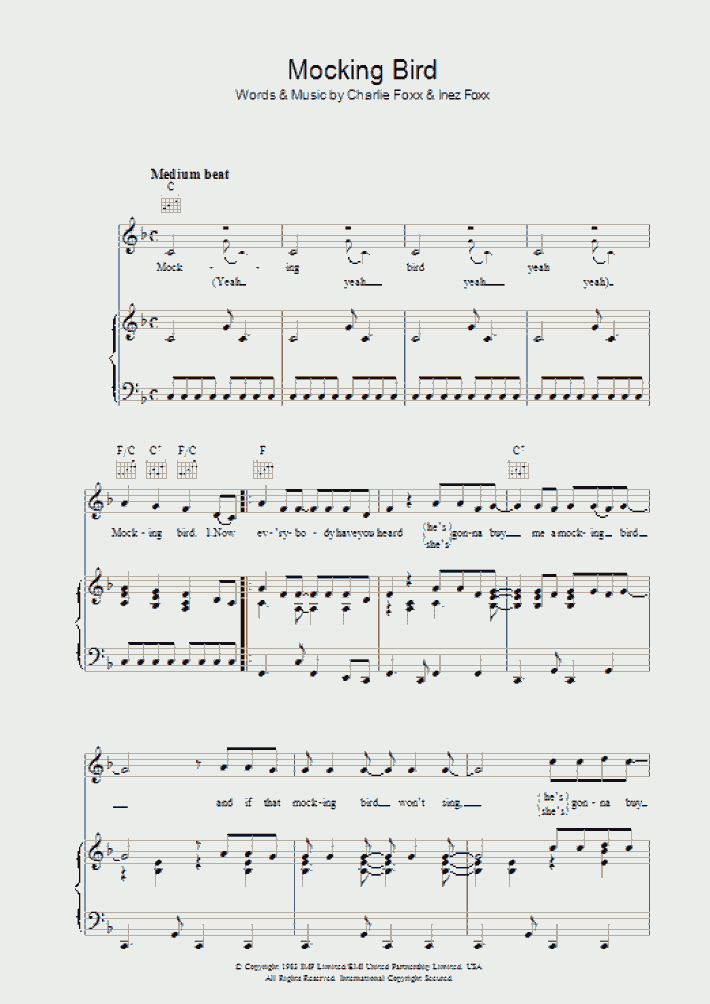 Mocking Bird Piano Sheet Music OnlinePianist