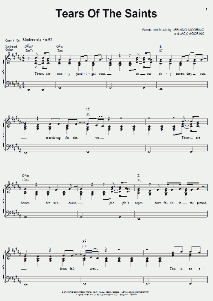 Tears Of The Saints Piano Sheet Music Onlinepianist