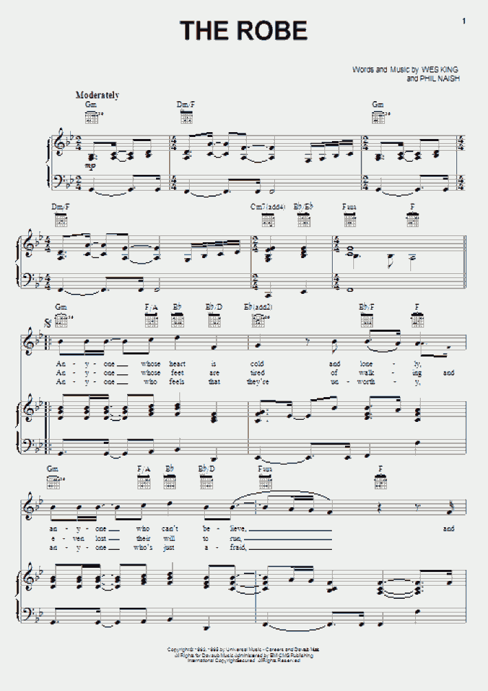 The Robe Piano Sheet Music OnlinePianist