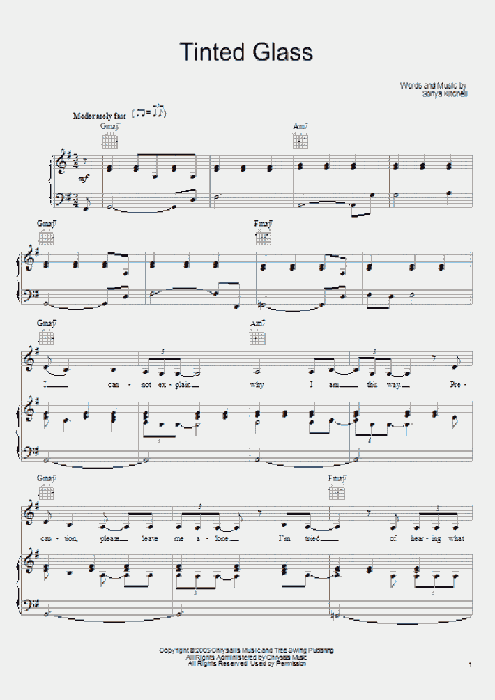 Tinted Glass Piano Sheet Music OnlinePianist