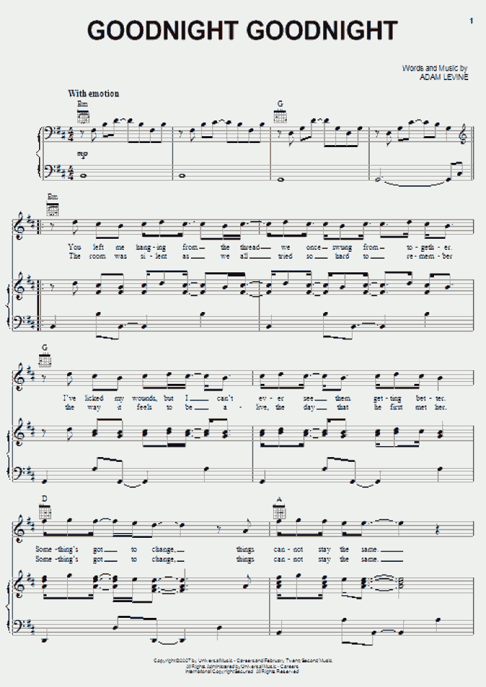 Goodnight Julia Piano Sheet Music