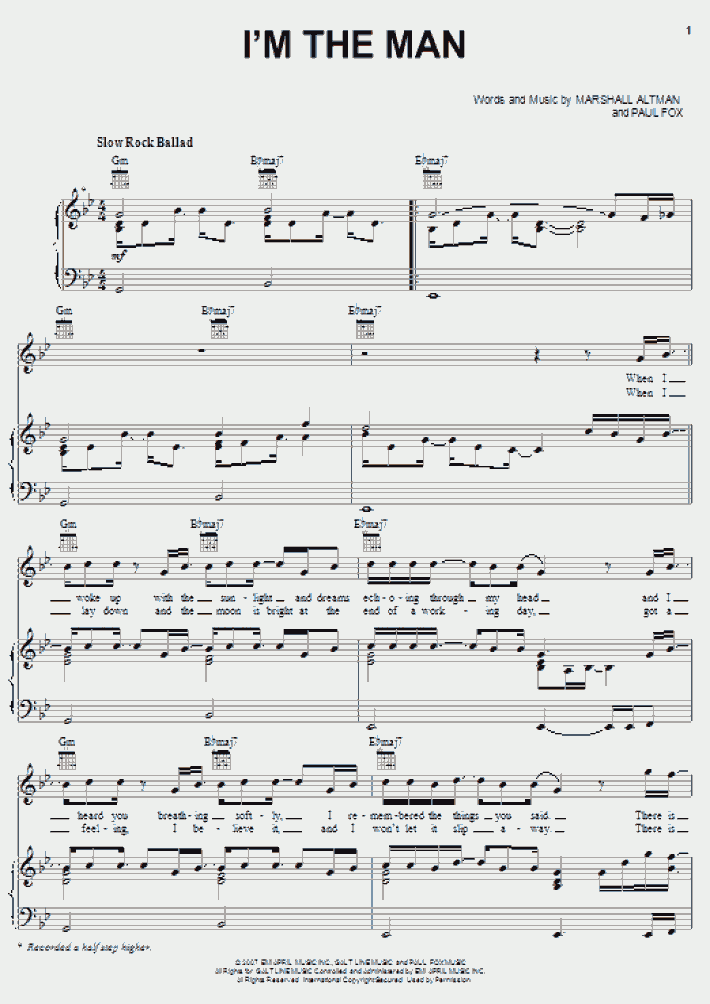 I'm The Man Piano Sheet Music OnlinePianist