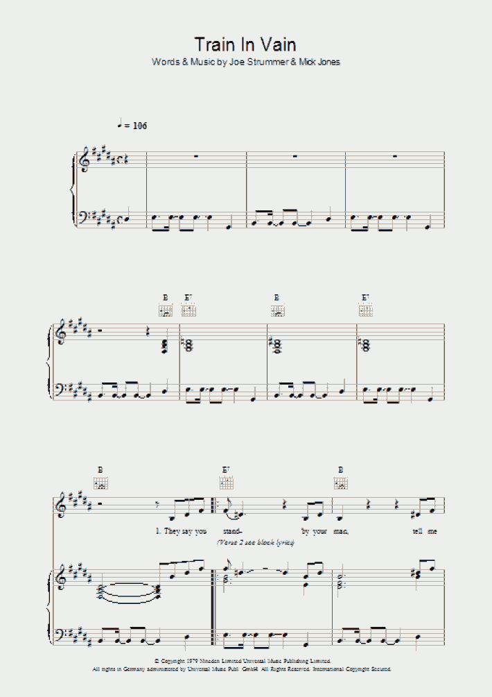 Train In Vain Piano Sheet Music OnlinePianist