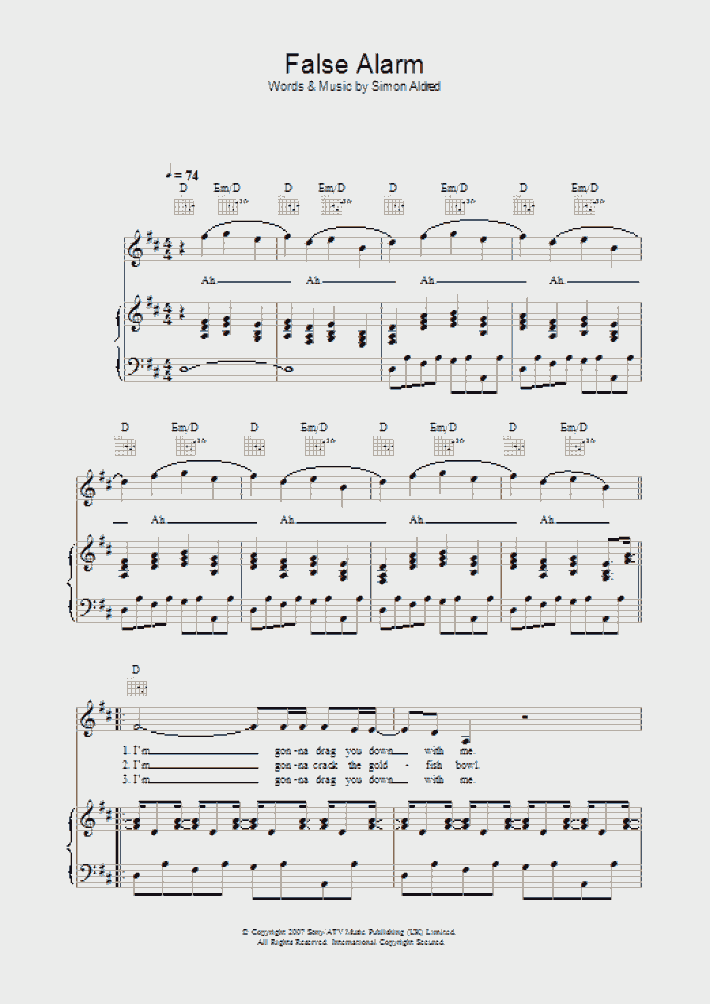 False Alarm Piano Sheet Music OnlinePianist
