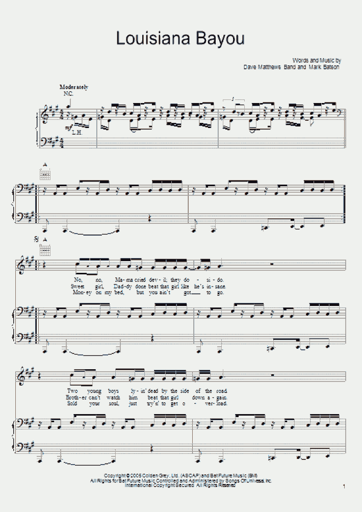Louisiana Bayou Piano Sheet Music OnlinePianist