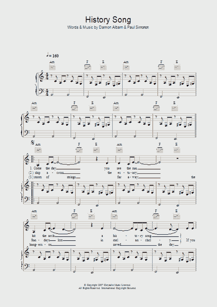 History Song Piano Sheet Music OnlinePianist