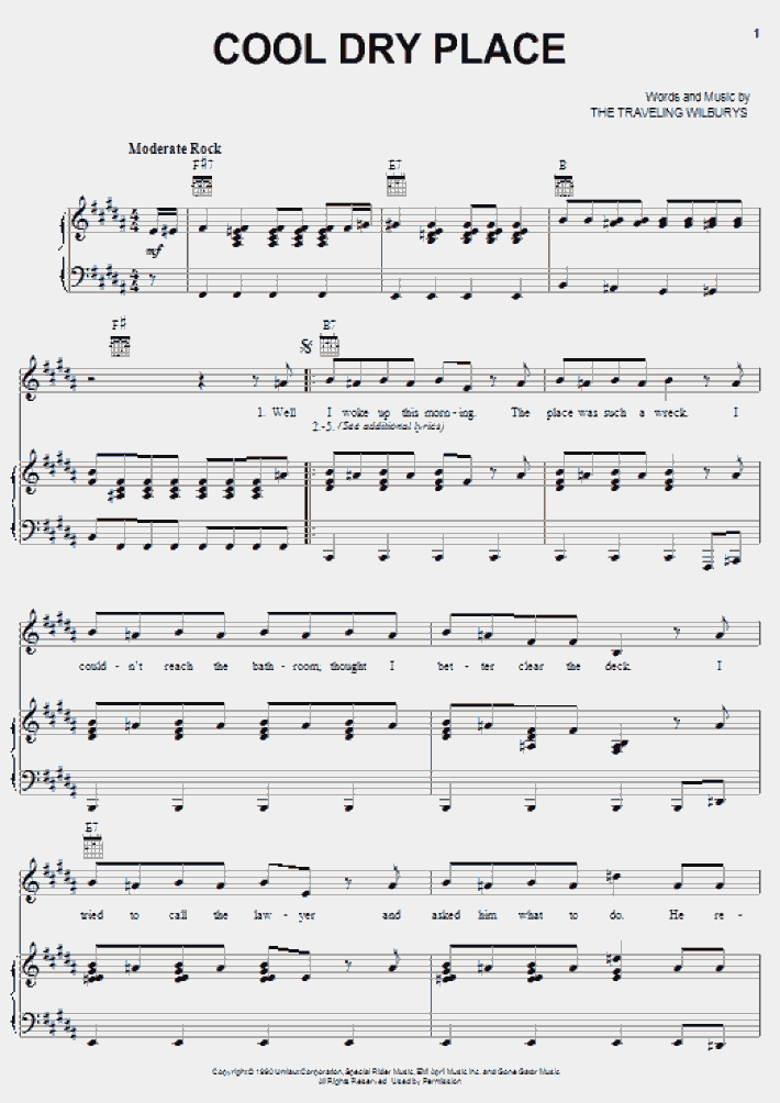 Cool Dry Place Piano Sheet Music OnlinePianist