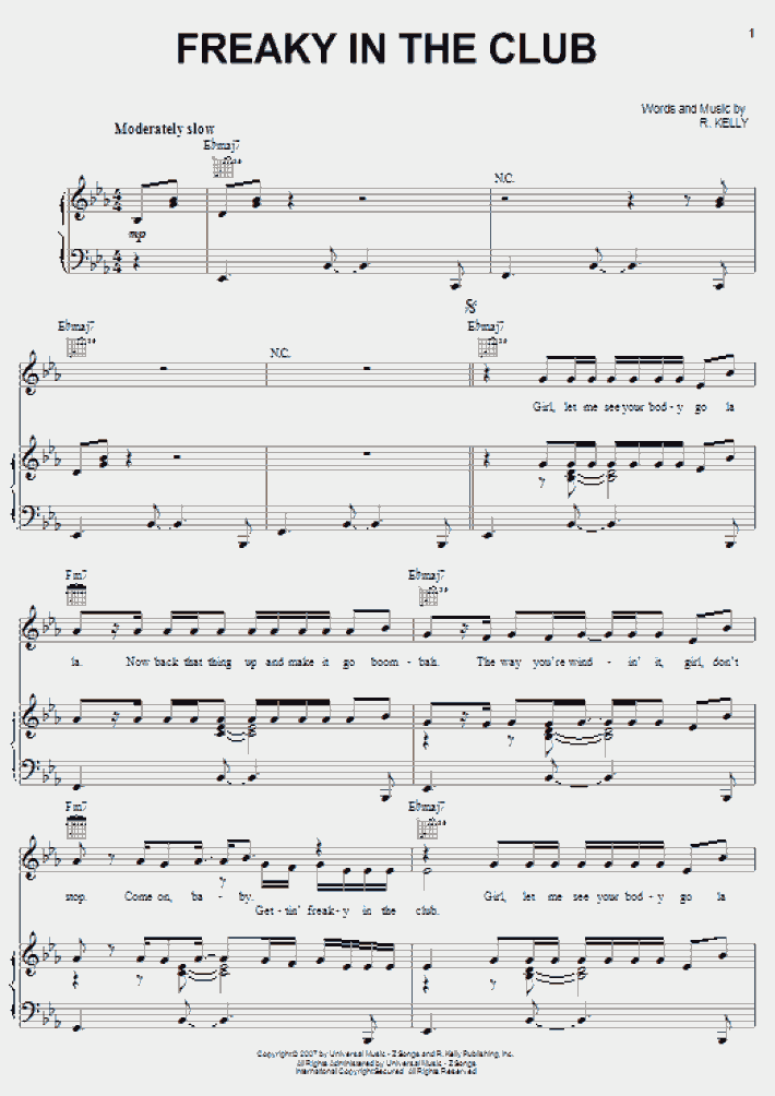 Freaky In The Club Piano Sheet Music | OnlinePianist