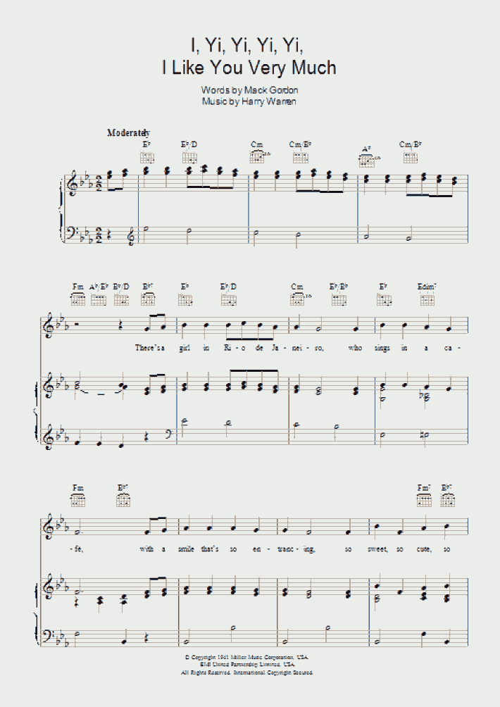 I Yi, Yi, Yi, Yi Piano Sheet Music OnlinePianist