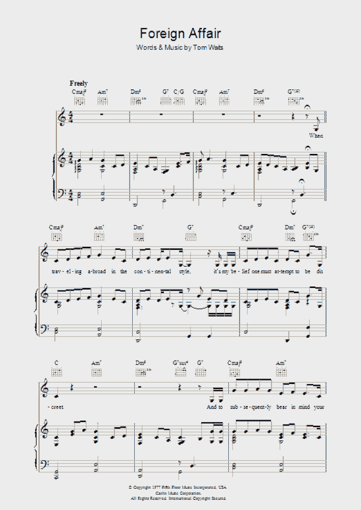 Foreign Affair Piano Sheet Music OnlinePianist