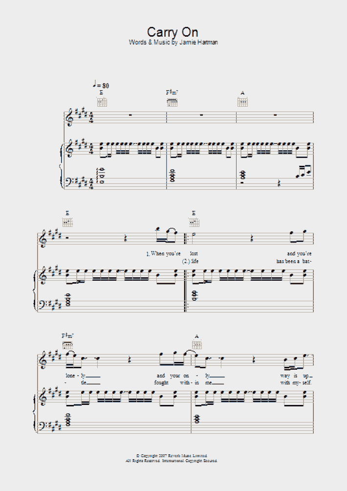 Carry On Piano Sheet Music OnlinePianist