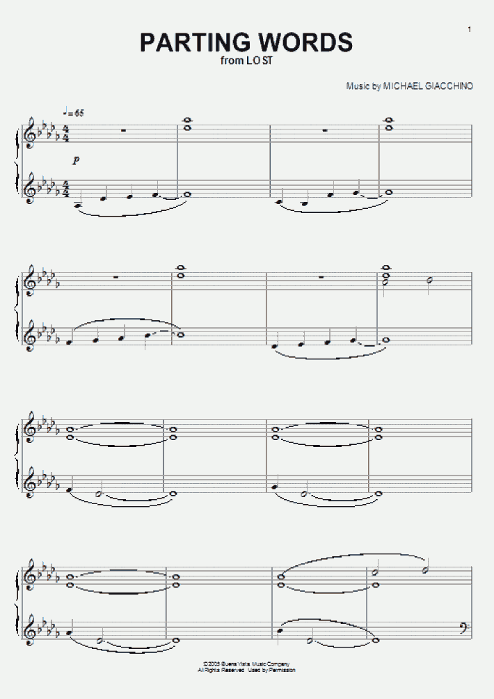 Parting Words Piano Sheet Music OnlinePianist