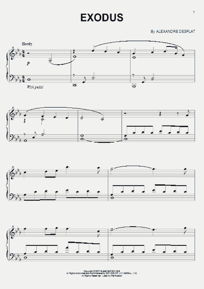 Exodus Piano Sheet Music OnlinePianist
