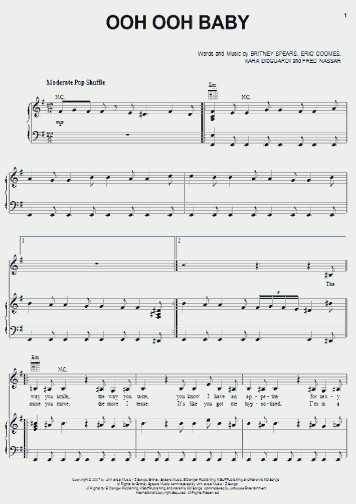 Ooh Ooh Baby Piano Sheet Music OnlinePianist
