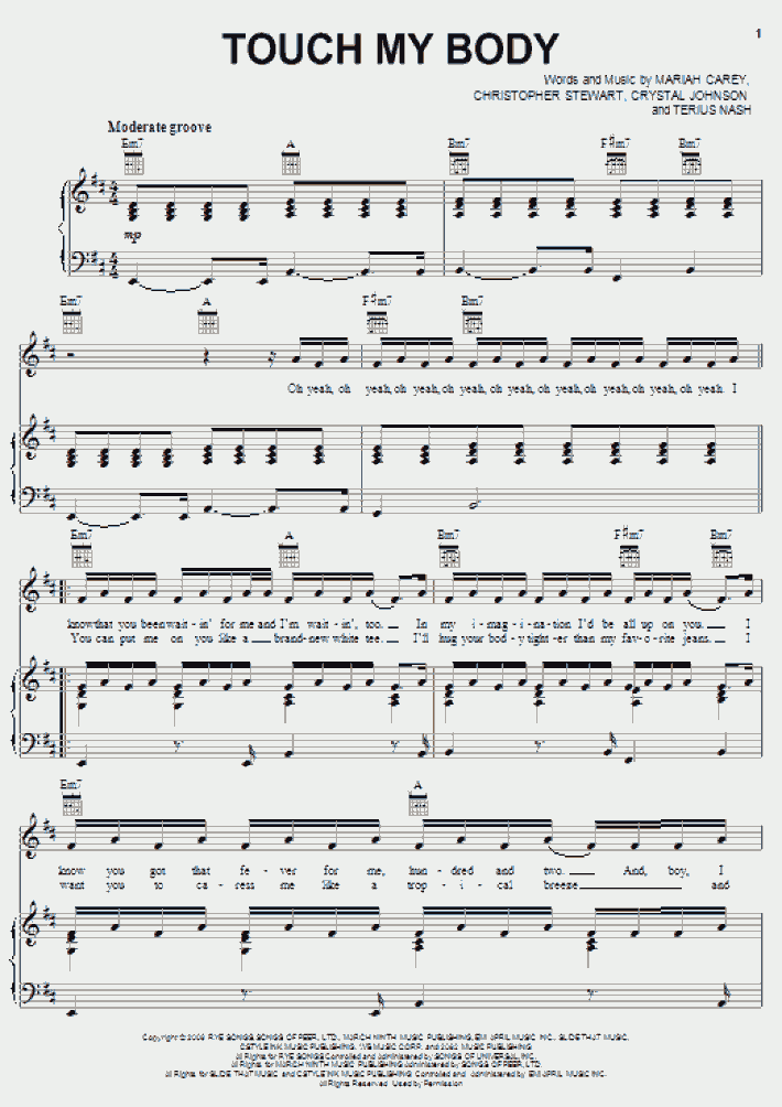 Touch My Body Piano Sheet Music Onlinepianist touch my body piano sheet music