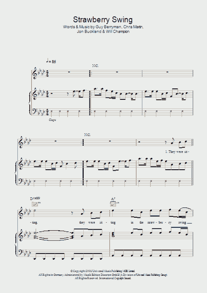 Strawberry Swing Piano Sheet Music OnlinePianist