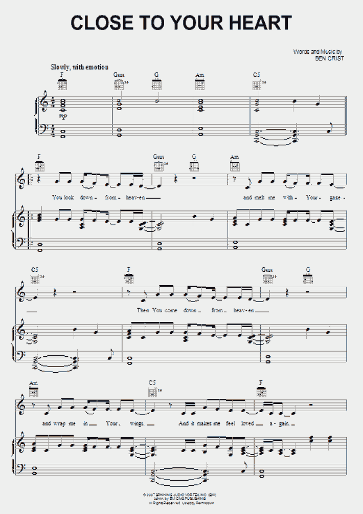 Close To Your Heart Piano Sheet Music OnlinePianist