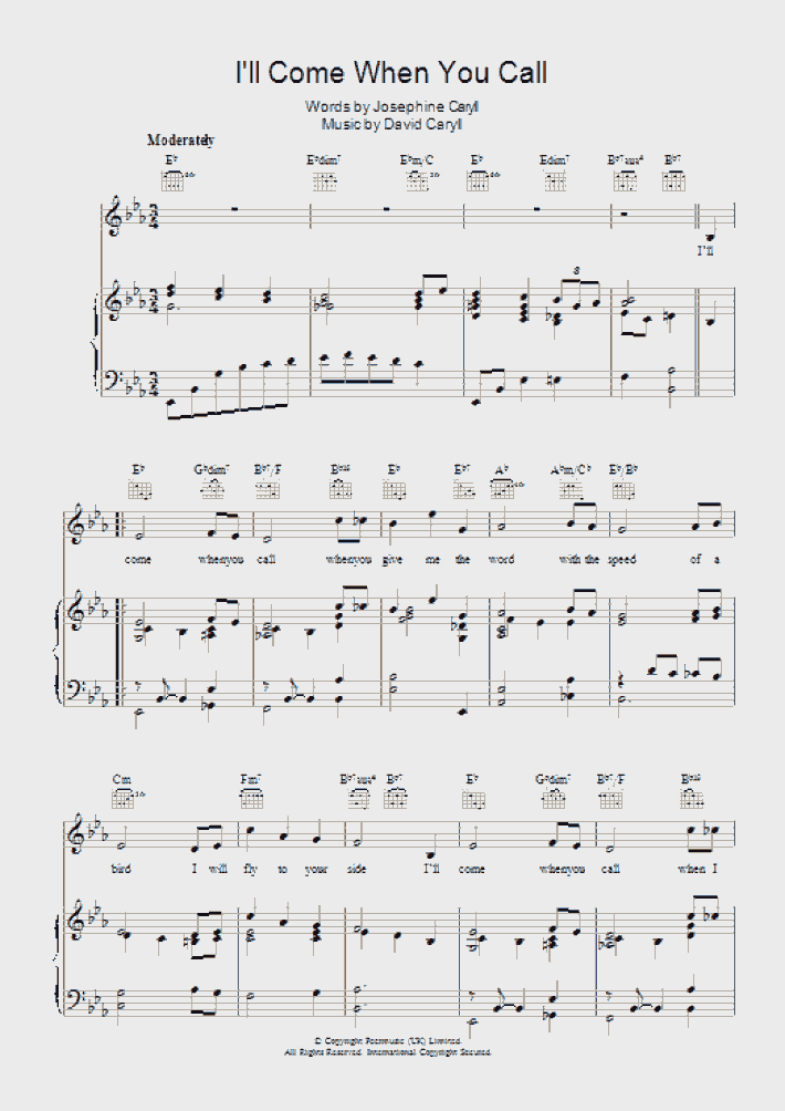 I'll Come When You Call Piano Sheet Music