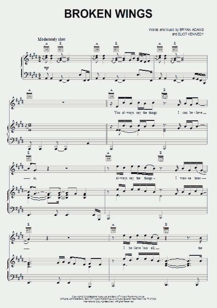 Broken Wings Piano Sheet Music OnlinePianist