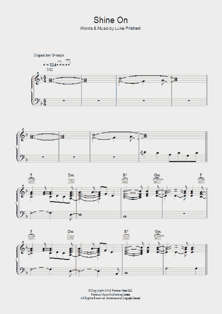 Shine On Piano Sheet Music Onlinepianist