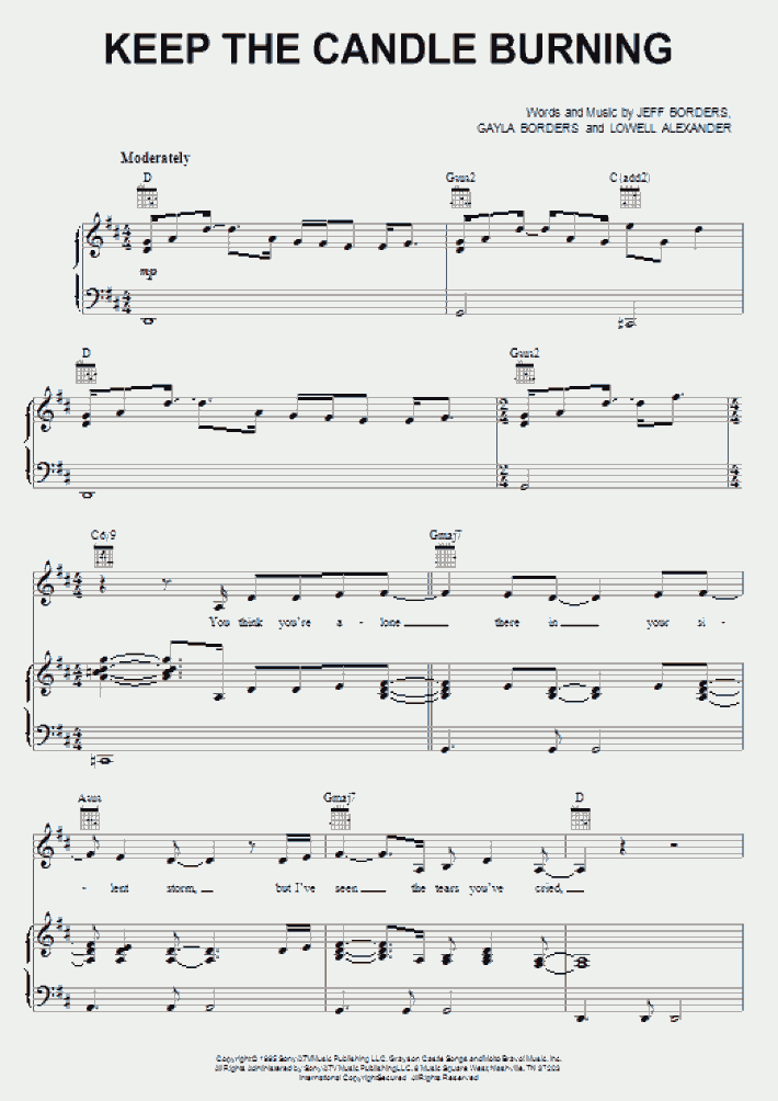 Keep The Candle Burning Piano Sheet Music