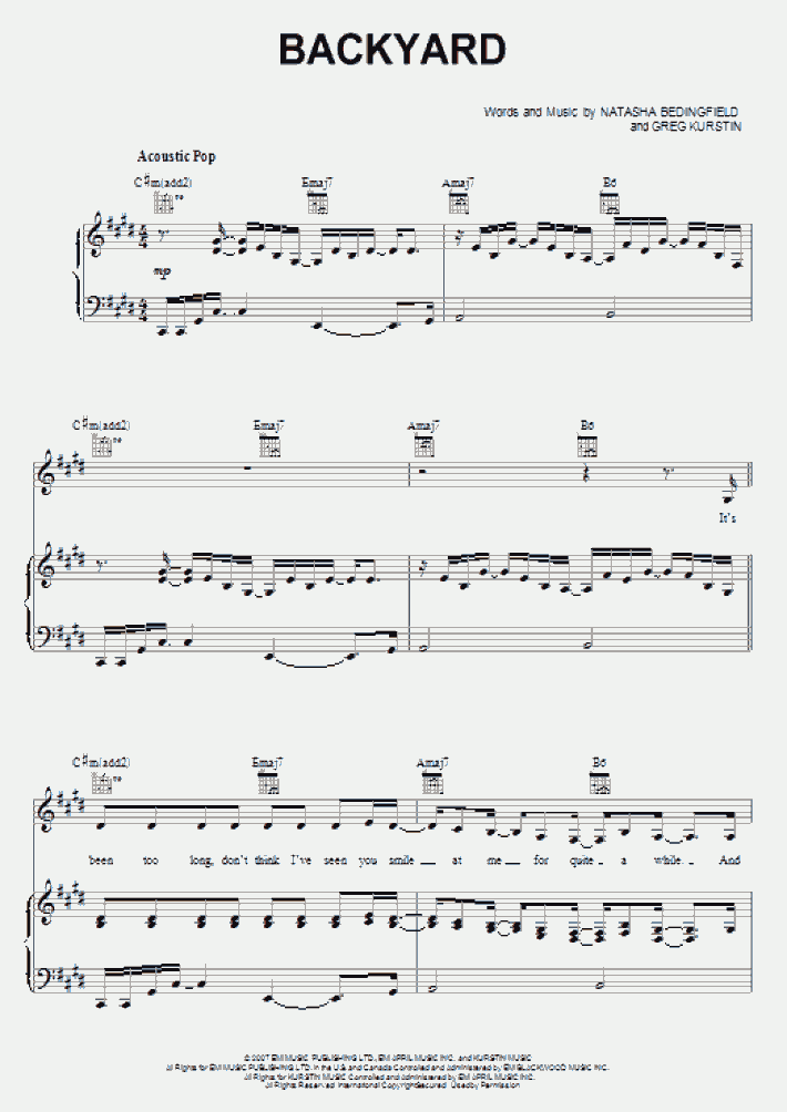 Backyard Piano Sheet Music OnlinePianist