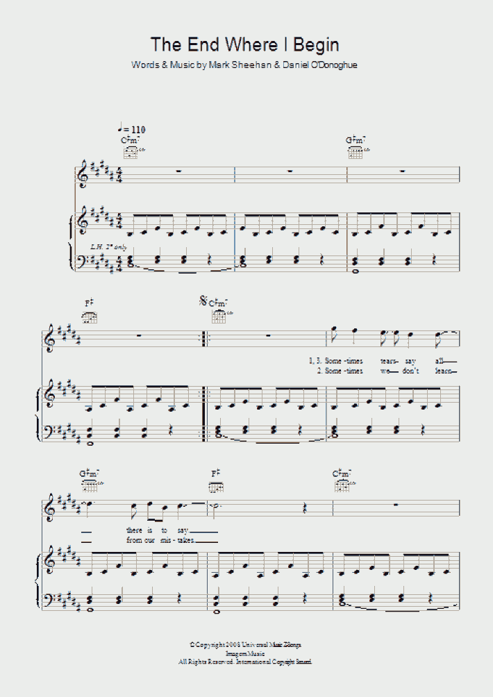 End Where I Begin Piano Sheet Music Onlinepianist onlinepianist
