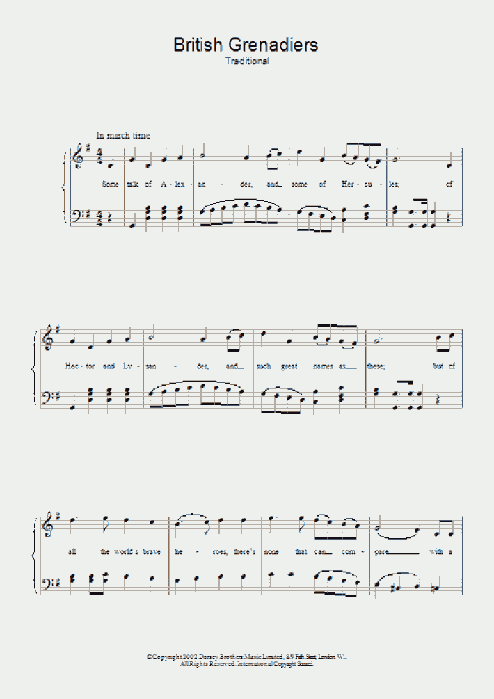 British Grenadiers Piano Sheet Music OnlinePianist