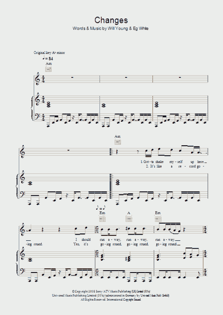 Changes Piano Sheet Music OnlinePianist