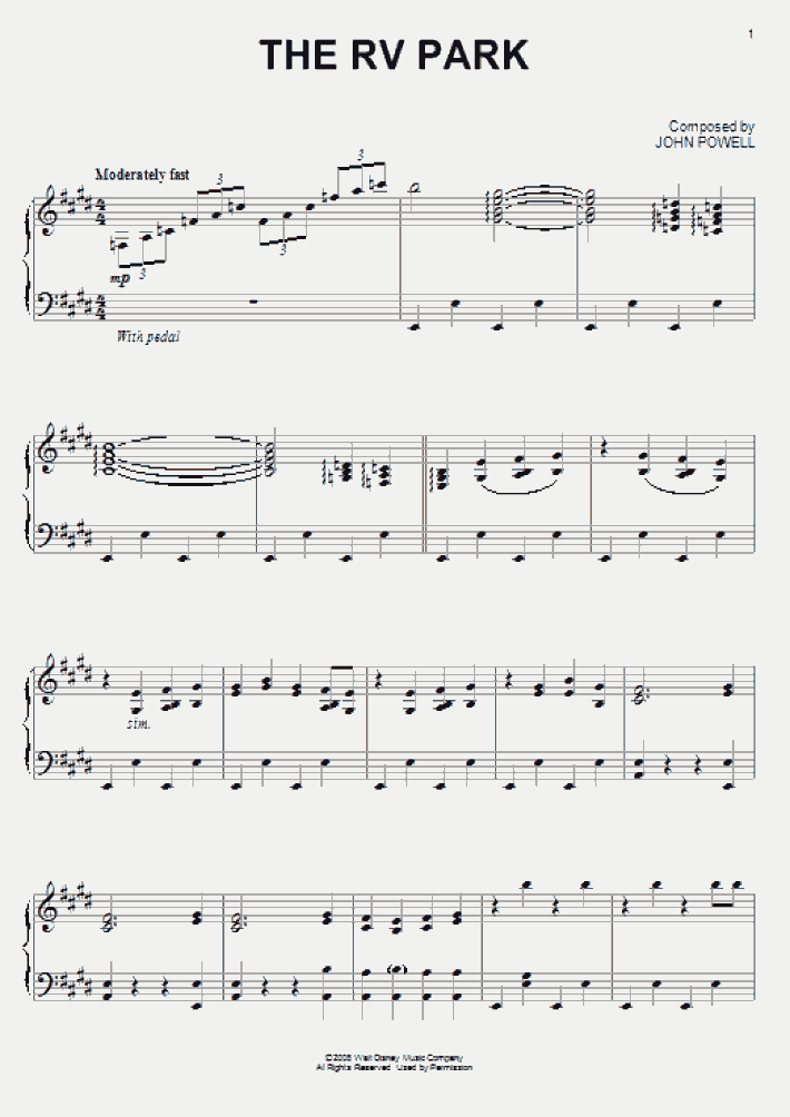 The RV Park Piano Sheet Music | OnlinePianist