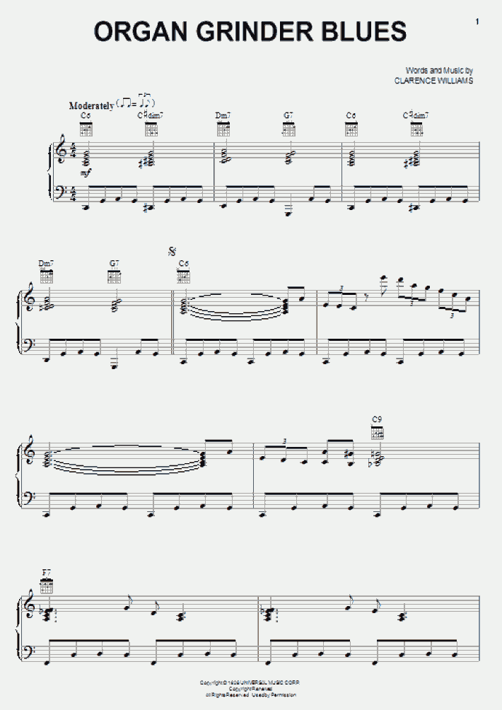 Organ Grinder Blues Piano Sheet Music OnlinePianist