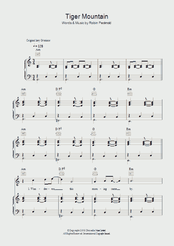 Tiger Mountain Peasant Song Piano Sheet Music