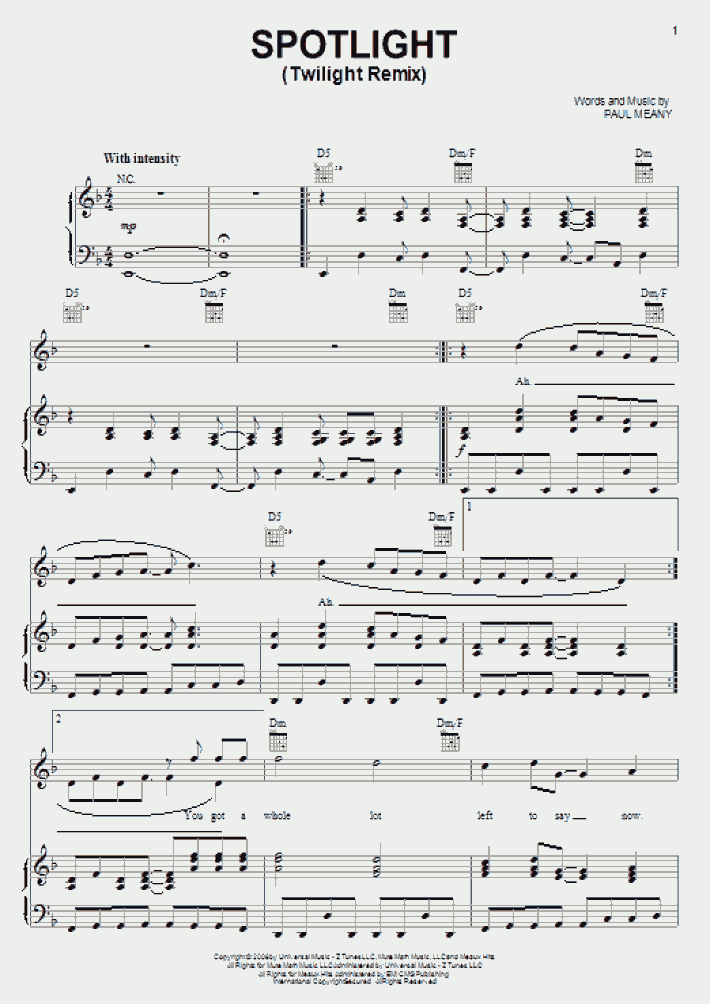 Spotlight Piano Sheet Music OnlinePianist