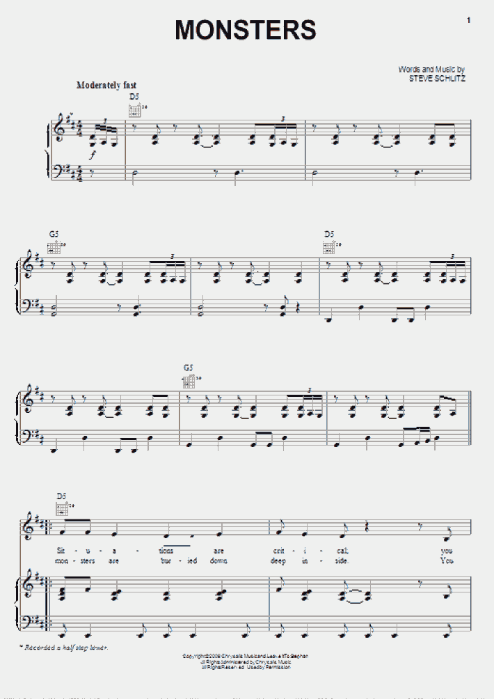 Monsters Piano Sheet Music OnlinePianist