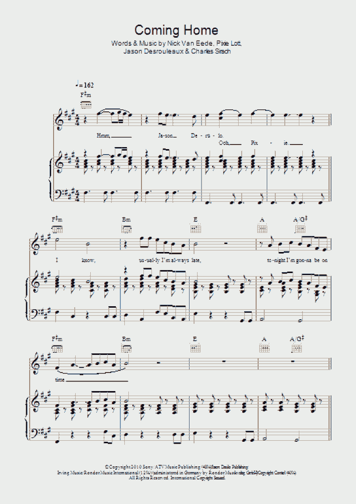 Coming Home Piano Sheet Music OnlinePianist
