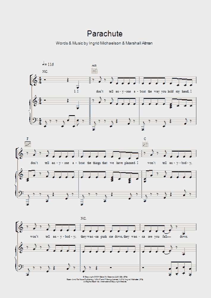 Parachute Piano Sheet Music OnlinePianist