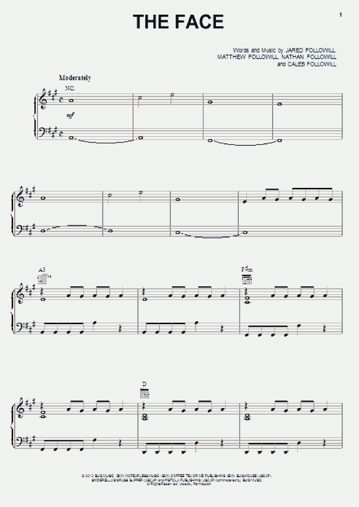 The Face Piano Sheet Music OnlinePianist