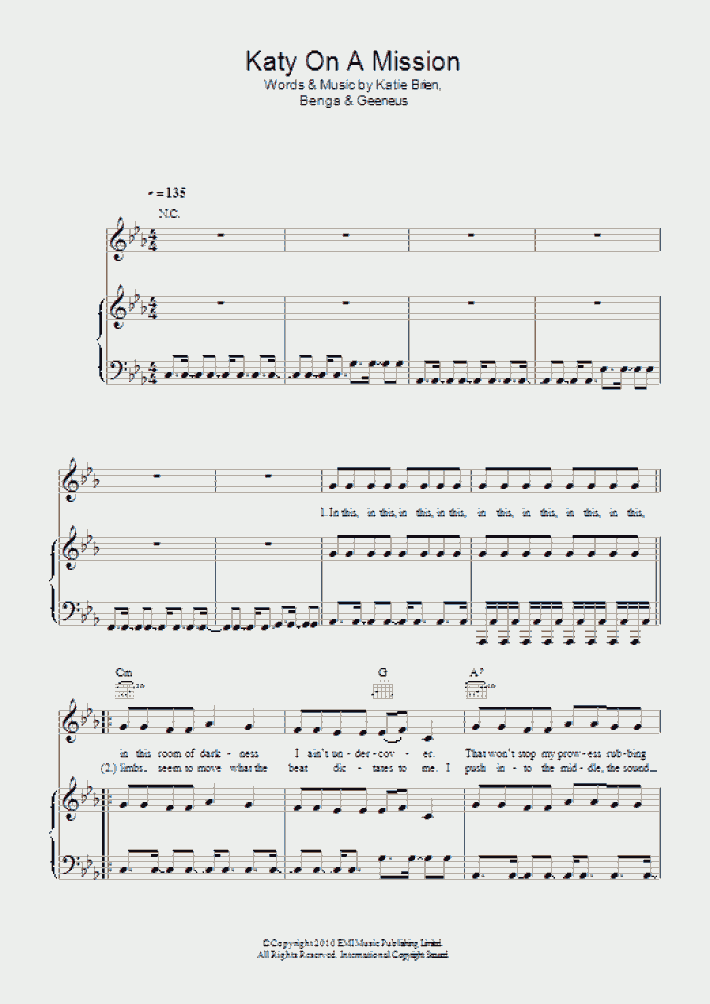 Katy On A Mission Piano Sheet Music OnlinePianist
