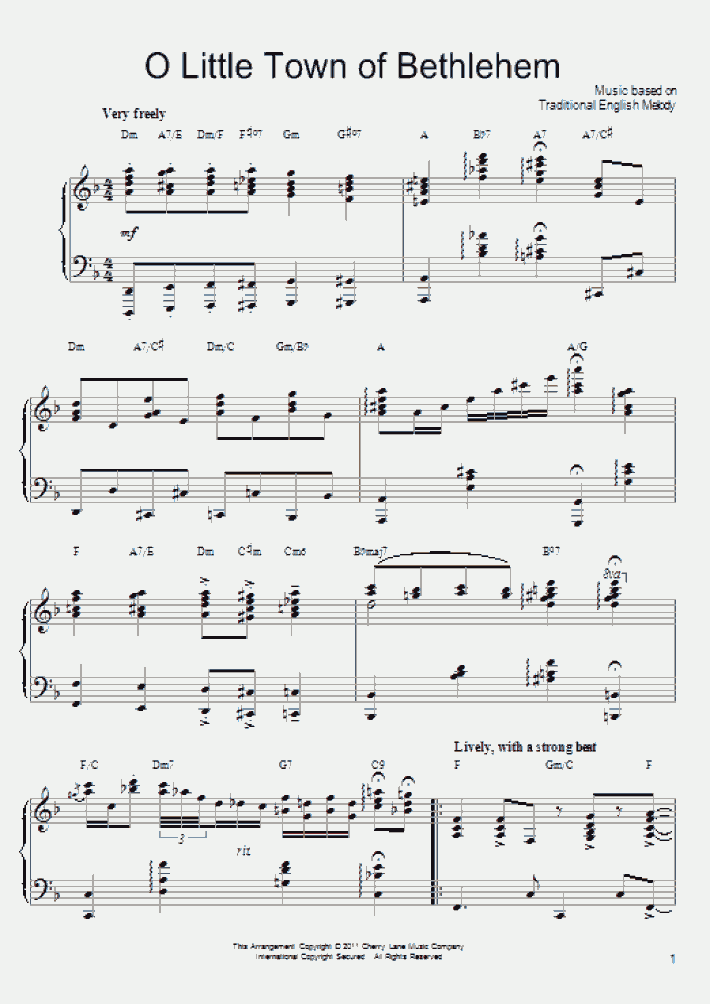 O Little Town Of Bethlehem Piano