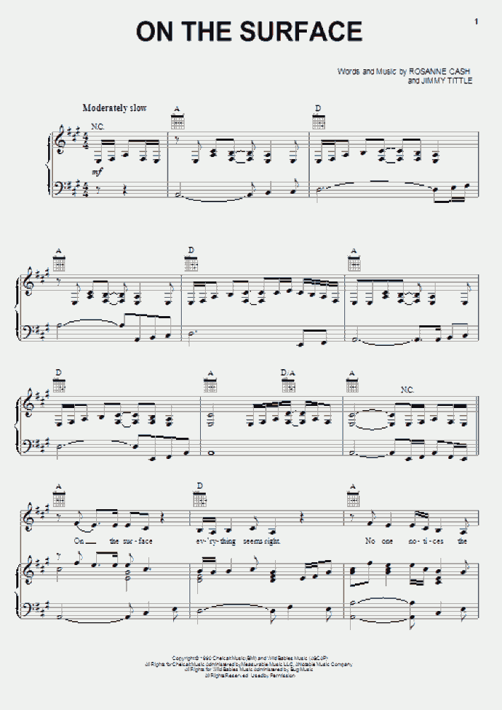 On The Surface Piano Sheet Music | OnlinePianist